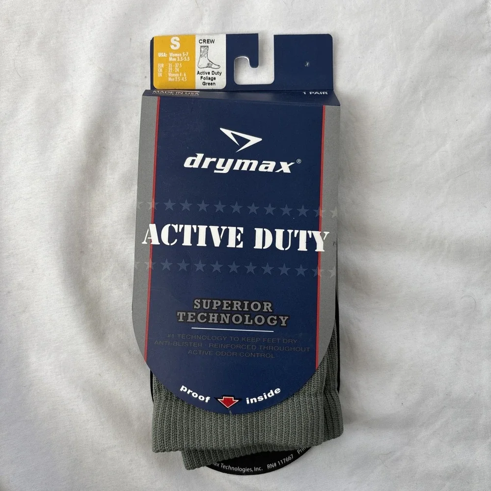Drymax Active Duty Crew Socks Foliage Green Women‎ 5-7 Men 3.5-5.5